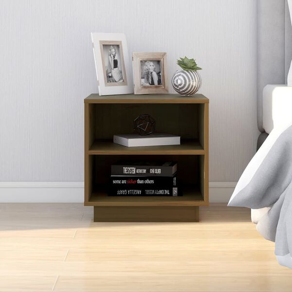 vidaXL Bedside Cabinet Honey Brown Solid Pine Wood 15.7x13.4x15.7 in