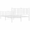 vidaXL Bed Frame White Steel Small Double Bed Frame Rectangular