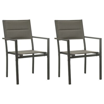 vidaXL Patio Chairs 2 pcs Textilene and Steel Gray and Anthracite