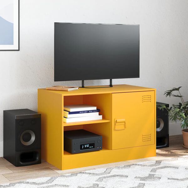 vidaXL TV Cabinet Mustard Yellow Cold-rolled steel Medium TV Cabinet