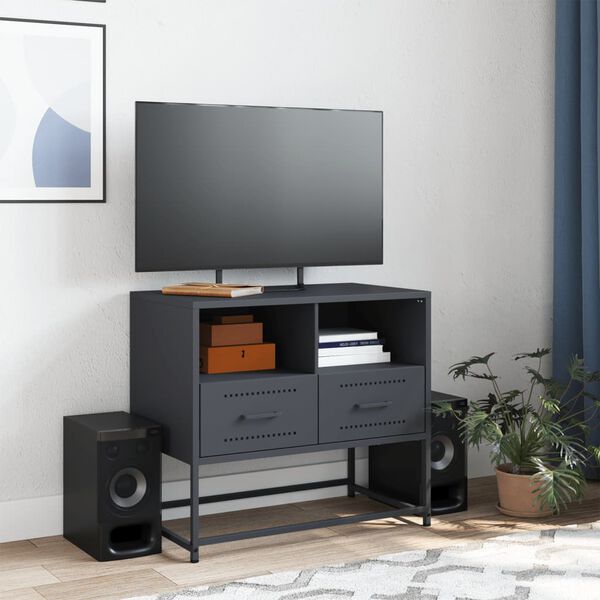vidaXL TV Cabinet Anthracite Steel Medium TV Cabinet Rectangular