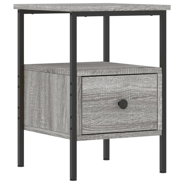 vidaXL Bedside Cabinet Set of 2 Grey Sonoma Engineered wood, iron Medium