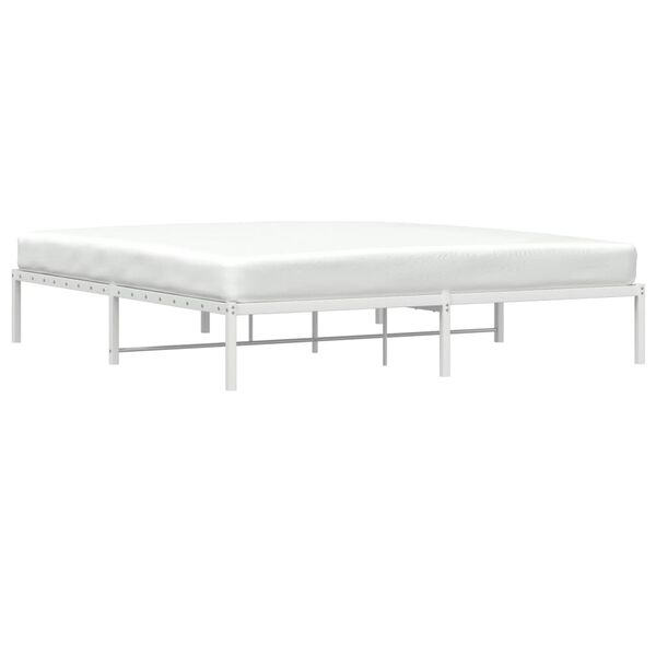 vidaXL Bed Frame White Steel Double Durable Bed Frame Rectangular