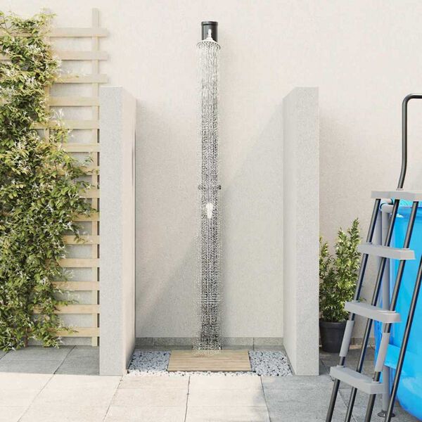 vidaXL Outdoor Solar shower Black 85.43 in PVC and Aluminium