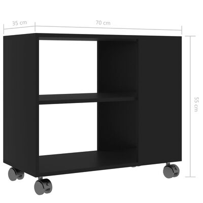 vidaXL Side Table Black 27.6"x13.8"x21.7" Engineered Wood