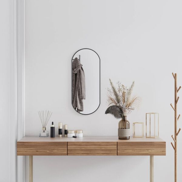 vidaXL Wall Mirror Black Glass, PVC 27.6 x 11.8 in Wall mounting