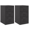 vidaXL Bedside Cabinet Set of 2 Black Cold-rolled steel Standard