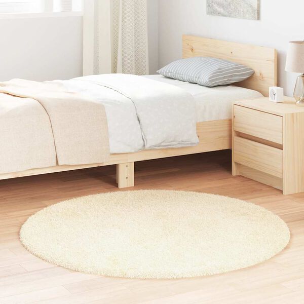 vidaXL Shaggy Rug Cream 100% Polyester 47.2x47.2 in Non-slip