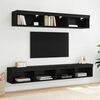 vidaXL TV Wall Cabinets with LED Strip Lights Panama 2 pcs Black Oak