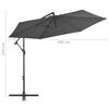 vidaXL Cantilever Garden Parasol Anthracite Polyester 118.1 in canopy