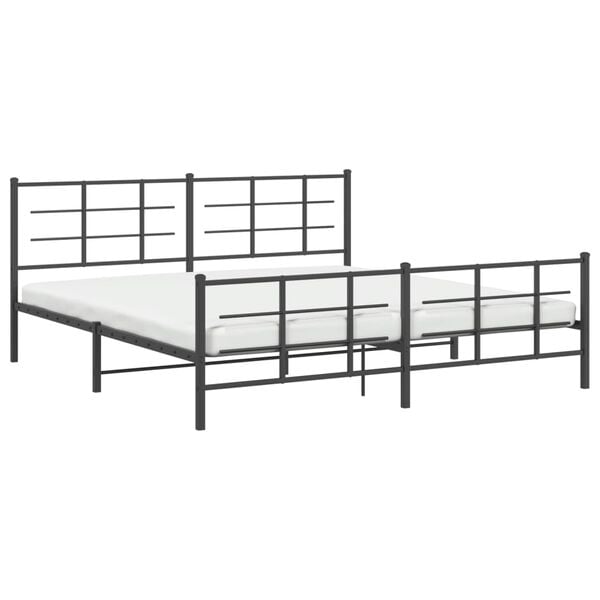 vidaXL Bed Frame Black Steel Full Bed Frame Rectangular Modern