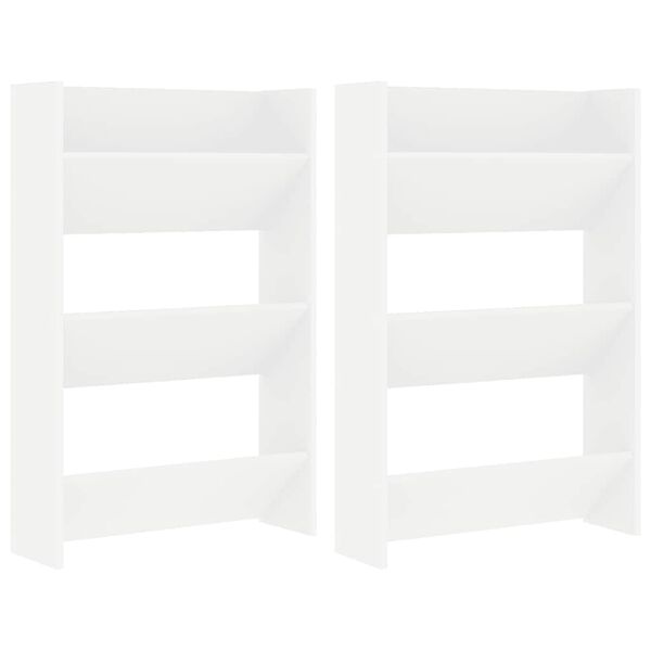 vidaXL Wall Shoe Cabinets 2 pcs White 23.6"x7.1"x35.4" Engineered Wood