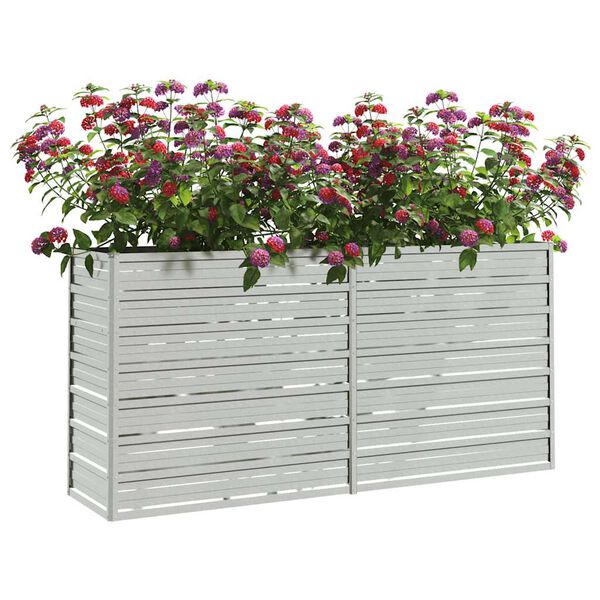 vidaXL Garden Raised Bed Silver Galvanized Steel 63.0 x 15.7 x 30.3 in