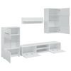 vidaXL TV Stand Matt White Engineered wood, tempered glass Five Piece Set