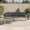 vidaXL Garden Sofa Light Grey PE rattan, Powder-coated steel, Polyester