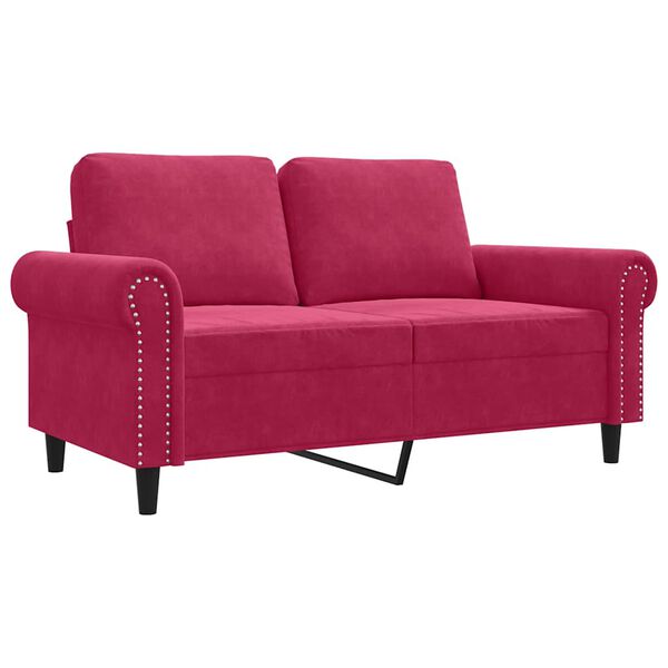 vidaXL 2-seater Sofa Wine Red Velvet, Metal, Foam Medium
