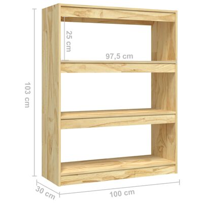 vidaXL Book Cabinet/Room Divider 39.4"x11.8"x40.6" Solid Wood Pine