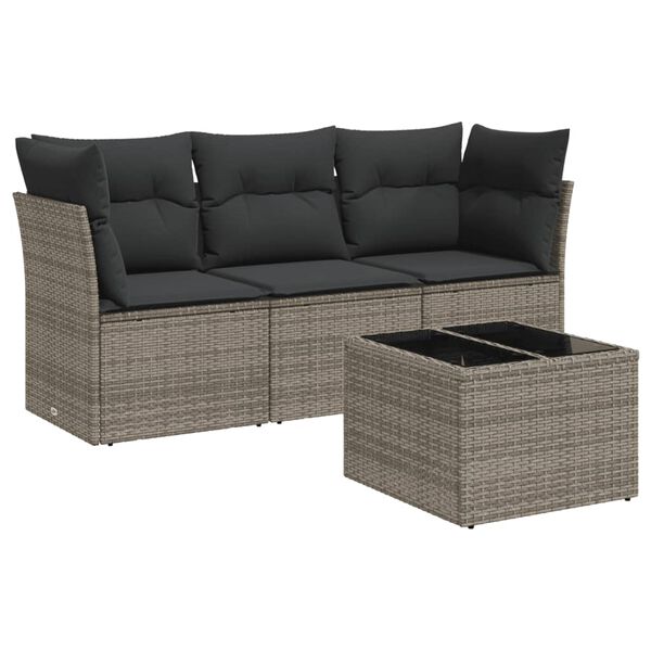 vidaXL Garden Sofa Set Grey PE rattan Medium Modular Garden Sofa Set