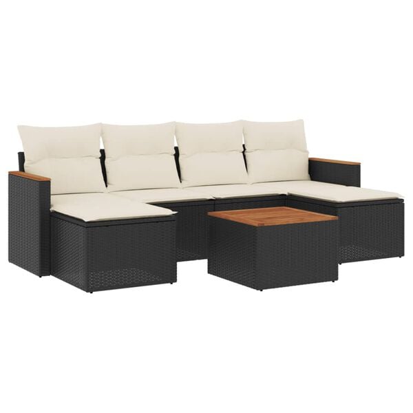 vidaXL Garden Sofa Set Black PE Rattan Large Modular Garden Sofa Set