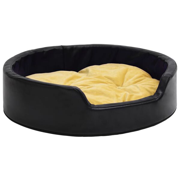 vidaXL Dog Bed Black Faux Leather 39In x 35In Dog Bed Round