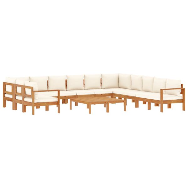 vidaXL Garden Sofa Set Cream white, Natural wood