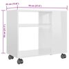 vidaXL Side Table High gloss white Chipboard 27.6x13.8x21.7 in Rollable