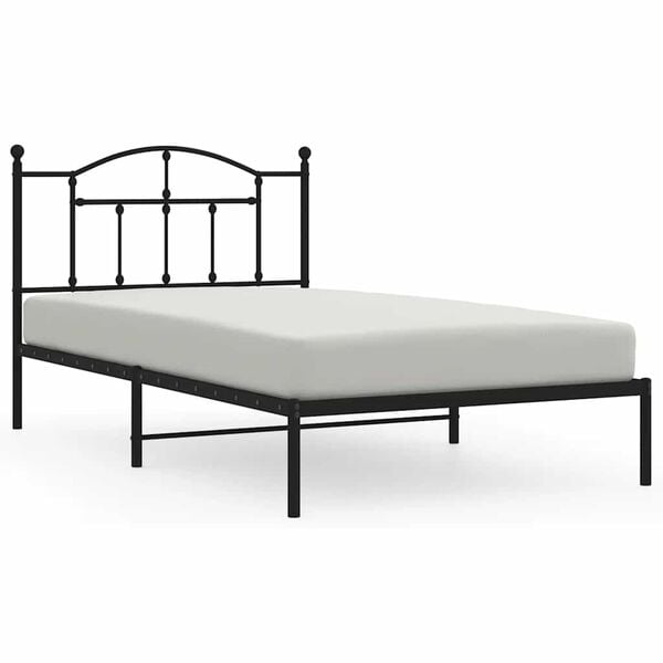 vidaXL Bed Frame Black Steel Twin Rectangular Modern Durable