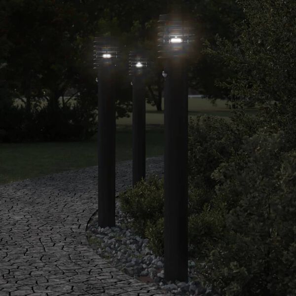 vidaXL Outdoor Floor Lamp Black Stainless Steel Lights
