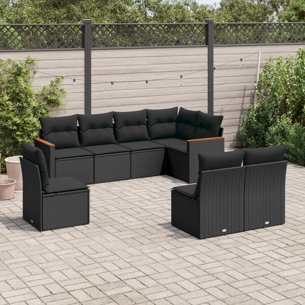 vidaXL Garden Sofa Set Black