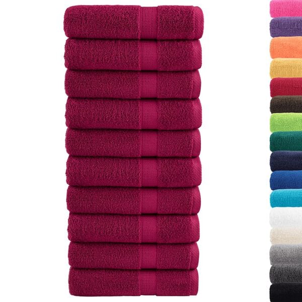 vidaXL Shower Towel Set of 10 Bordeaux 100% ring-spun cotton