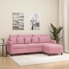 vidaXL 3-Seater Sofa with Footstool Pink 70.9" Velvet