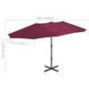 vidaXL Garden Parasol Bordeaux Red Polyester, Aluminum Extra large