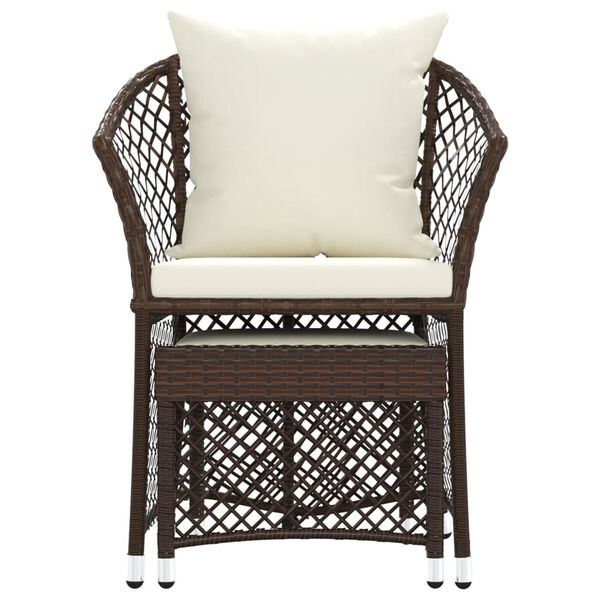vidaXL Patio Lounge Set Set of 2 Brown and white Poly rattan, Steel