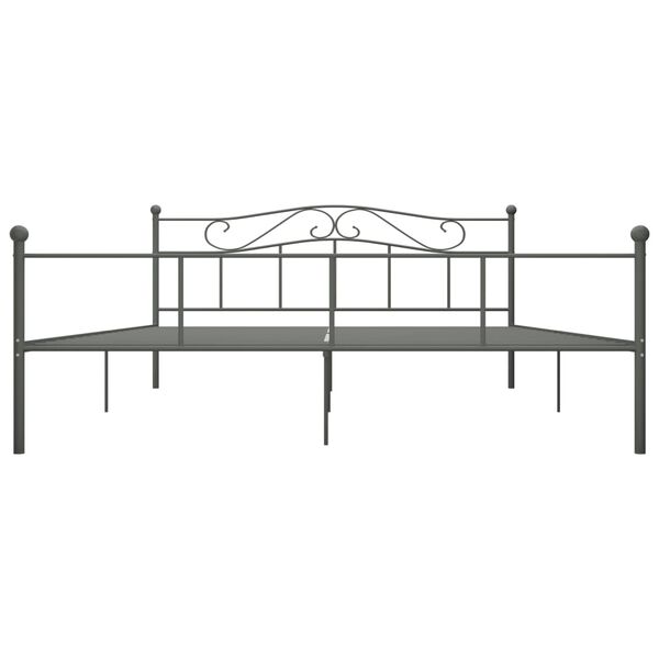 vidaXL Bed Frame Gray Metal Super King Simple Bed Frame Rectangular