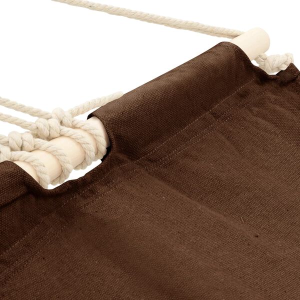vidaXL Hammock Brown Cotton and Polyester Large Foldable Hammock