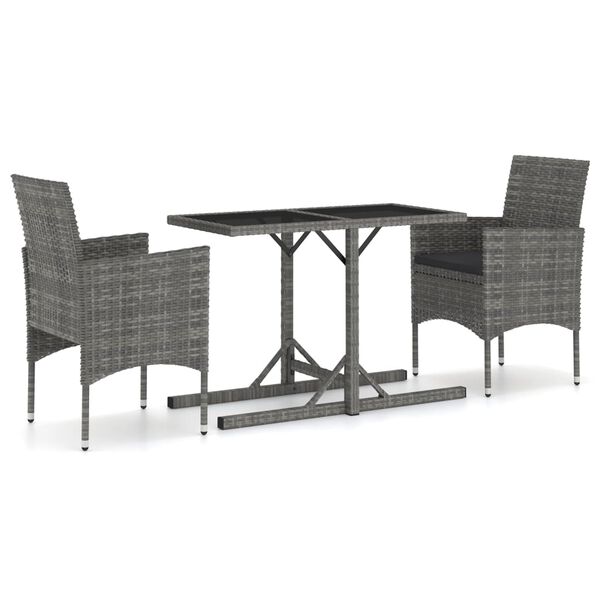 vidaXL Dining Set Grey Poly rattan Medium Ergonomic Garden Dining Set