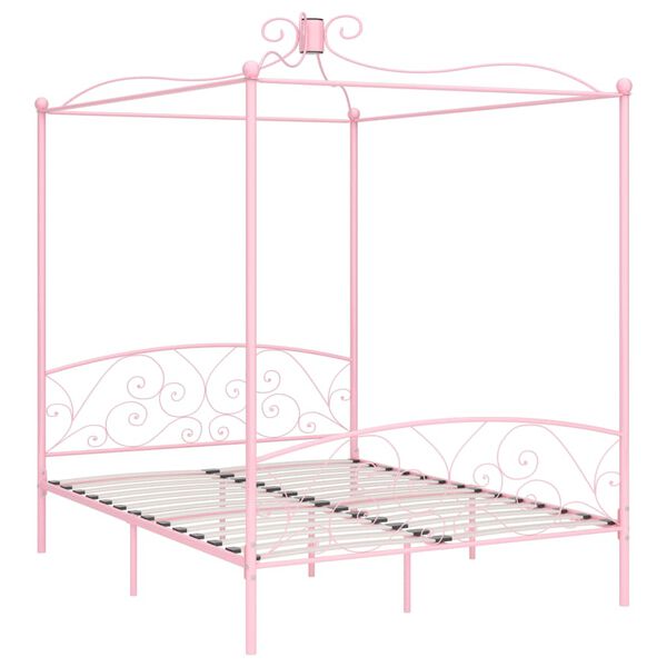 vidaXL Bed Frame Pink Metal, Plywood Full Classic/Traditional