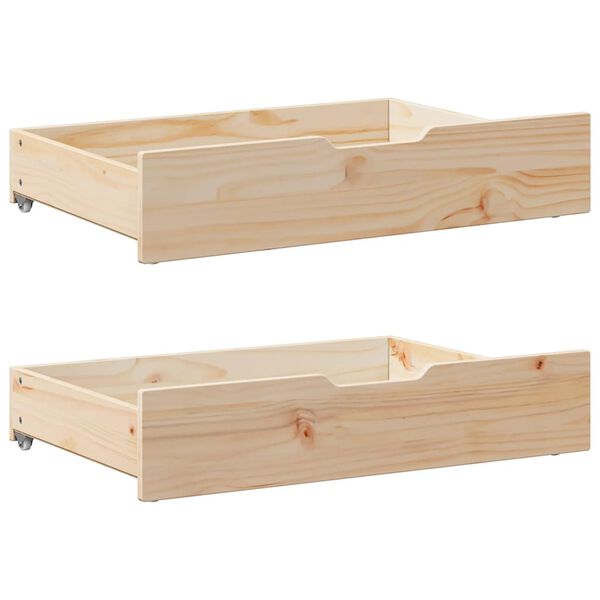 vidaXL Under-bed Drawer Natural Solid Pine Wood 31.5 x 21.7 x 6.7 in