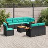 vidaXL 9 Piece Patio Sofa Set with Cushions Black Poly Rattan (US only)