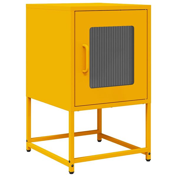 vidaXL Bedside Cabinet Mustard Yellow Cold-rolled Steel Medium