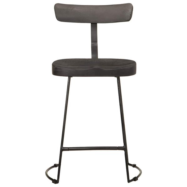 vidaXL Bar Stool Set of 2 Black Solid mango wood, iron Medium Footrest