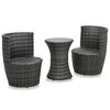 vidaXL Garden Furniture Set Gray rattan, Anthracite cushion, Black tabletop