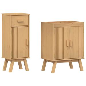 vidaXL Bathroom Furniture Set with Drawer 2 pcs Brown Solid Pine wood