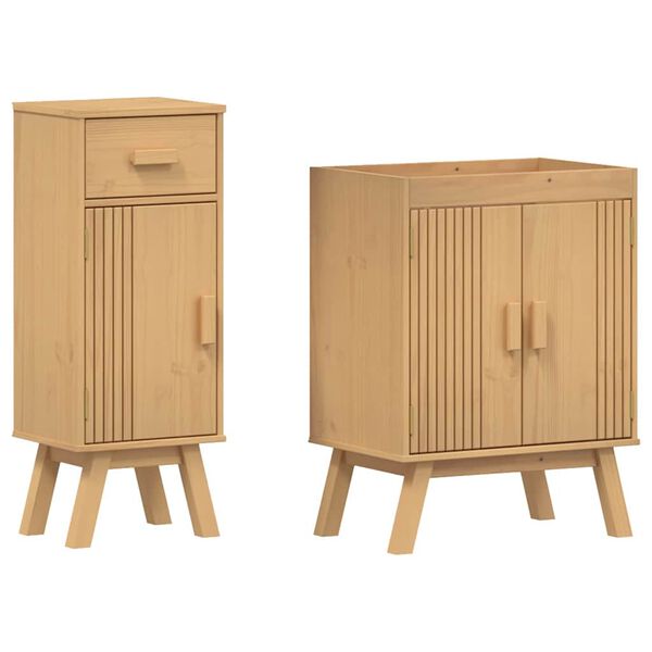 vidaXL Bathroom Furniture Set with Door 2 pcs Brown 114 x 43 x 73.5 cm