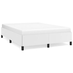 vidaXL Bed Frame White Faux leather, plywood, engineered wood Queen