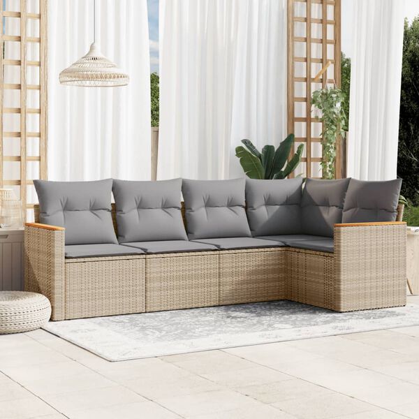 vidaXL Garden Sofa Set Mix Beige and Light Grey