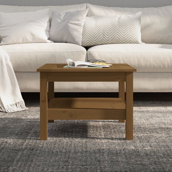 vidaXL Coffee Table Honey brown Solid pine wood 21.7x21.7x15.7 in