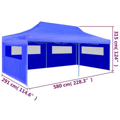 vidaXL Blue Foldable Pop-up Party Tent 9'10" x 19'8"
