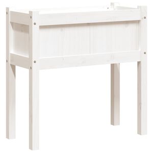 vidaXL Garden Planter White Solid pine wood Decorative Inlays