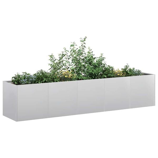 vidaXL Planter Grey Galvanized Steel Large Decorative Inlays Planter